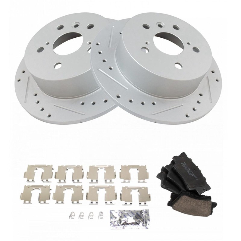 Rear Performance Brake Rotor Drilled Slotted & Posi Ceramic Pad Kit New gallery