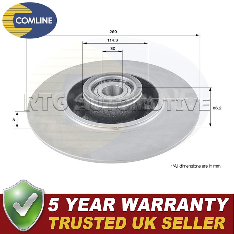 Comline Rear Brake Disc Fits Renault Clio 2012- Scenic 2009- Megane 2008- #1