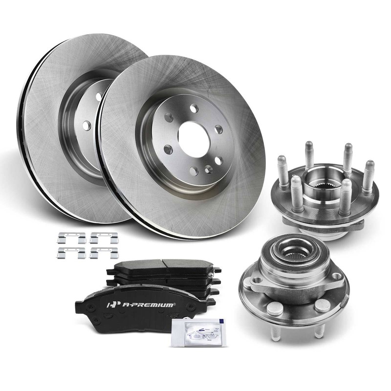 Front Brake Rotor & Brake Pads + Hub Bearing for Cadillac SRX 10-16 Saab 9-4X gallery