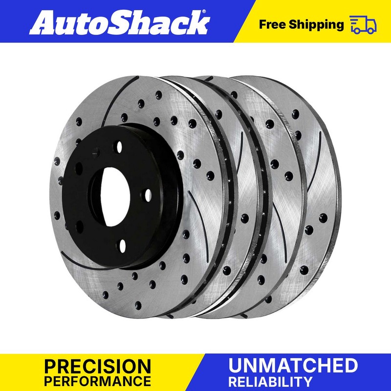 Front and Rear Drilled Brake Rotors Black Set of 4 for VW Beetle Golf Jetta 2.5L