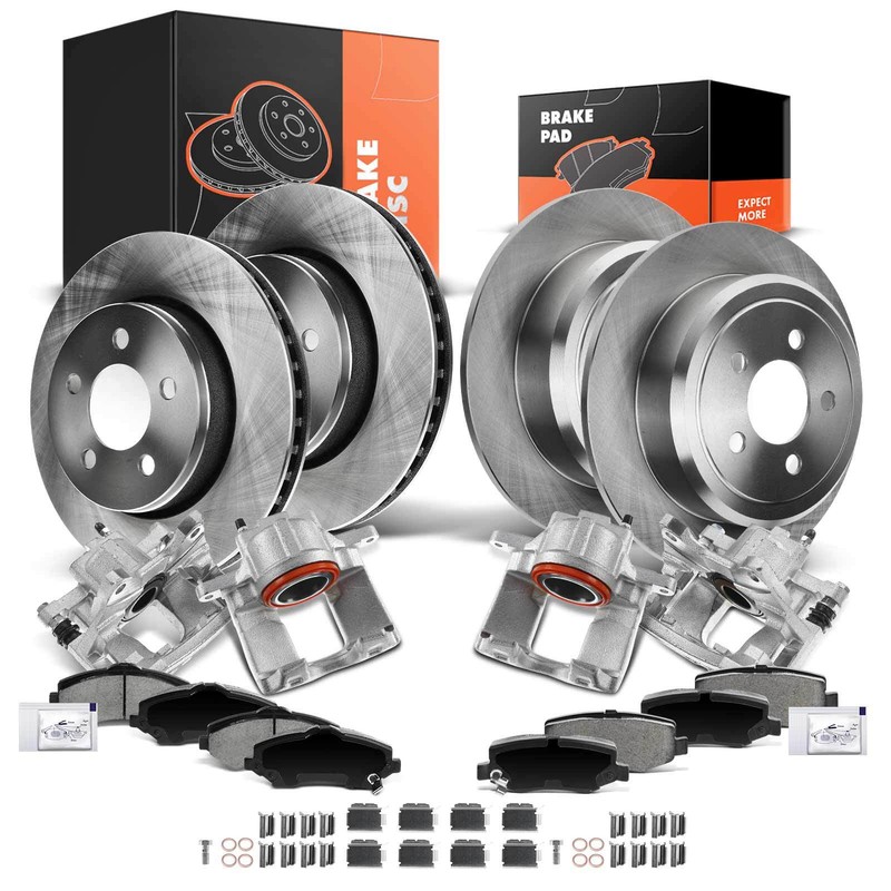 Front and Rear Disc Brake Rotors & Pads + Brake Calipers for Dodge Nitro 2011