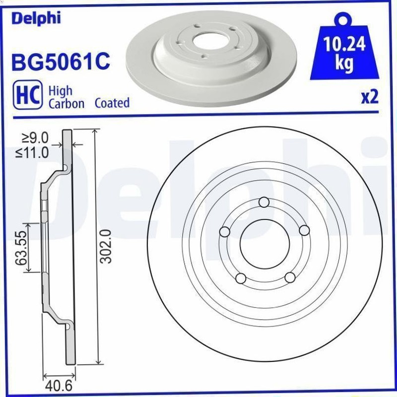 2X brake disc DELPHI BG5061C for Ford Focus III 2.3 2015-2018 gallery