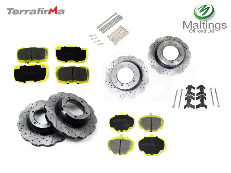 Defender 110 TD5 performance brake kit defender drilled grooved wavy discs+pads
