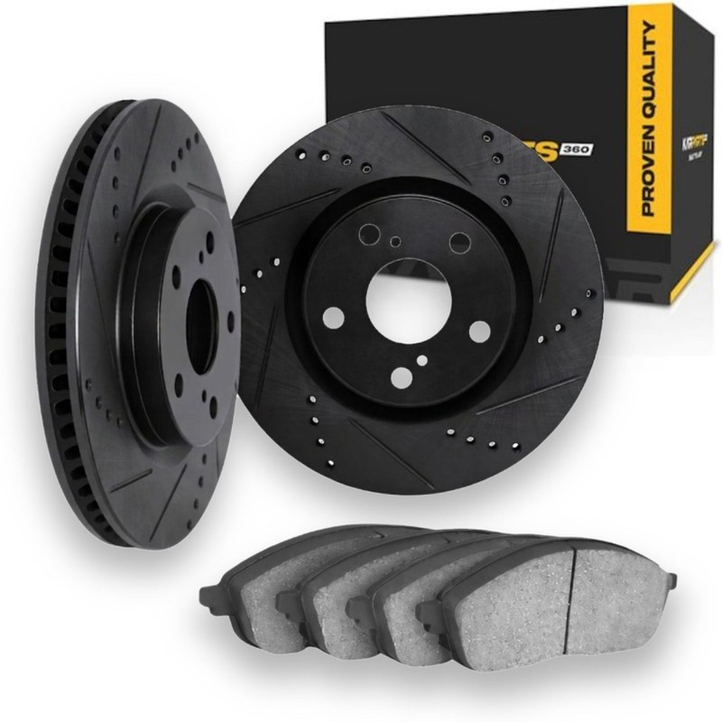 For Subaru WRX 2024 2025 Brake Rotor Set | Black | Vented | Drilled And Slotted