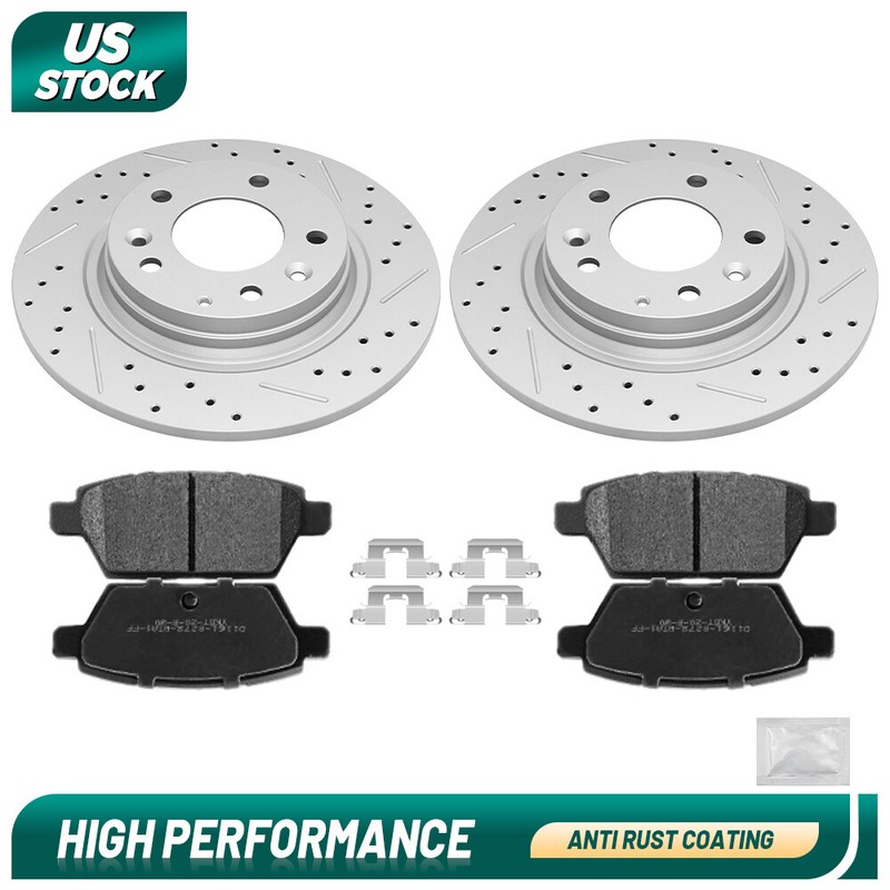 Rear Drilled Rotors +Ceramic Brake Pads For Ford Fusion Mazda 6 Mkz 2006-2011