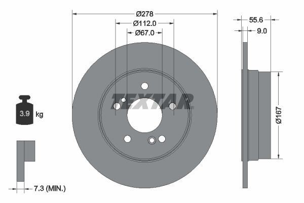 TEXTAR Brake Discs Front & Rear Braking Service Set Fits Chrysler Mercedes-Benz gallery