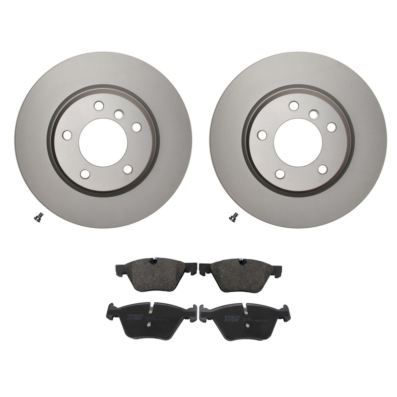 Hella Front Rotor TRW Pro Low-Met Disc Brake Pad Kit For BMW E90 330i 330xi 2006