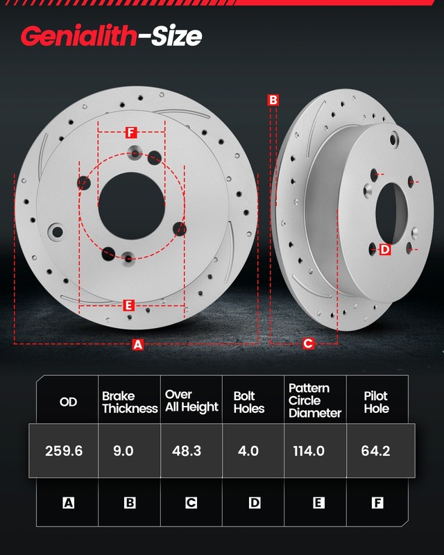 Rear Brake Rotors & Ceramic Pads for 1998 1999 2000 2001 2002 Honda Accord 2.3L gallery
