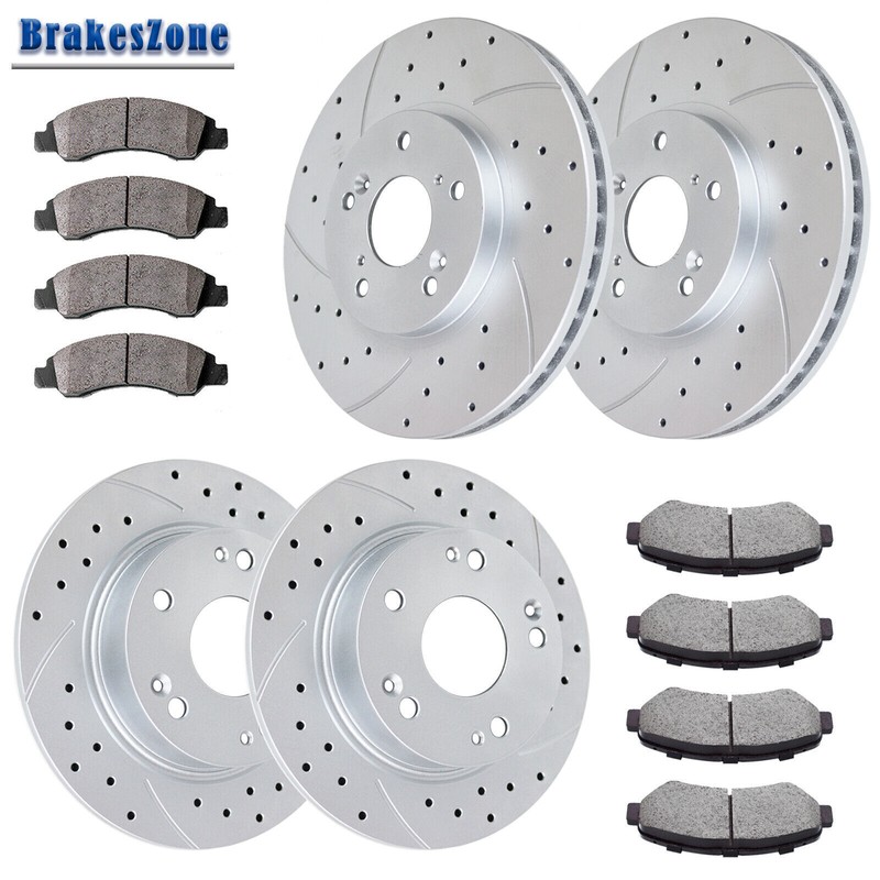 282mm Front & 260mm Rear Brake Rotors Pads fit for Honda Accord 2.4L Drilled
