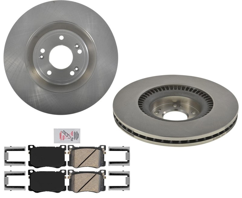 Front Rotors & Ceramic Brake Pads Hardware Fits Hyundai Genesis 3.8L 4Door 15-16