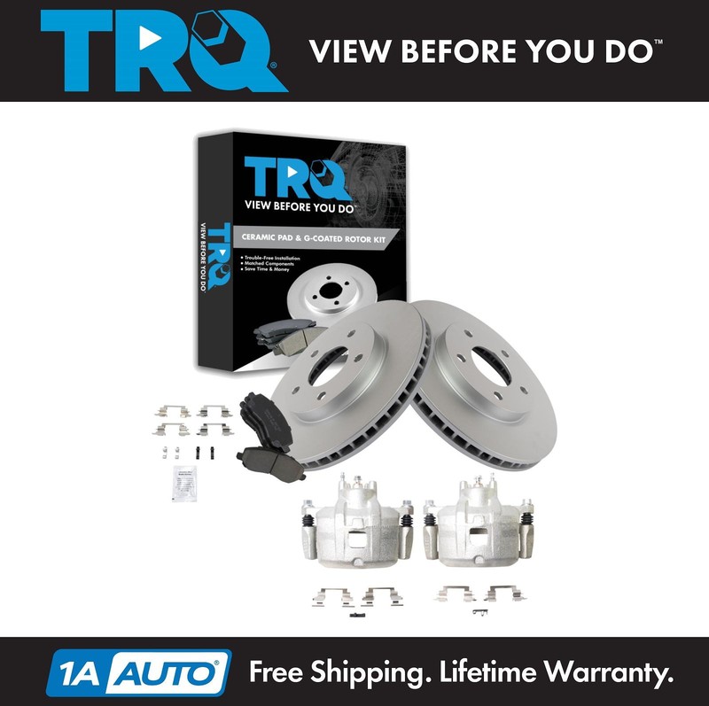 TRQ Front Brake Calipers Ceramic Pads & Rotors Fits 2007-2012 Dodge Caliber