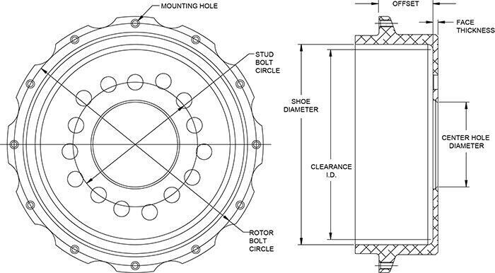 Wilwood 170-13540 Hat-Park Brake 1.95in Offset Aluminum Multi-5 Lug 12 on 8.75in gallery