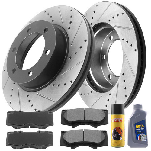 Front Drilled and Slotted Brake Rotors Pad w/Cleaner For 2004-08 Ford F-150 G9.