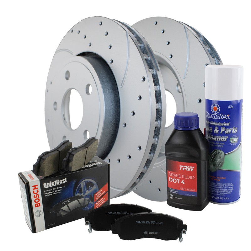 Front Standard Brake Kit 330mm Drilled Rotors Bosch Ceramic Pads For Dodge Jeep