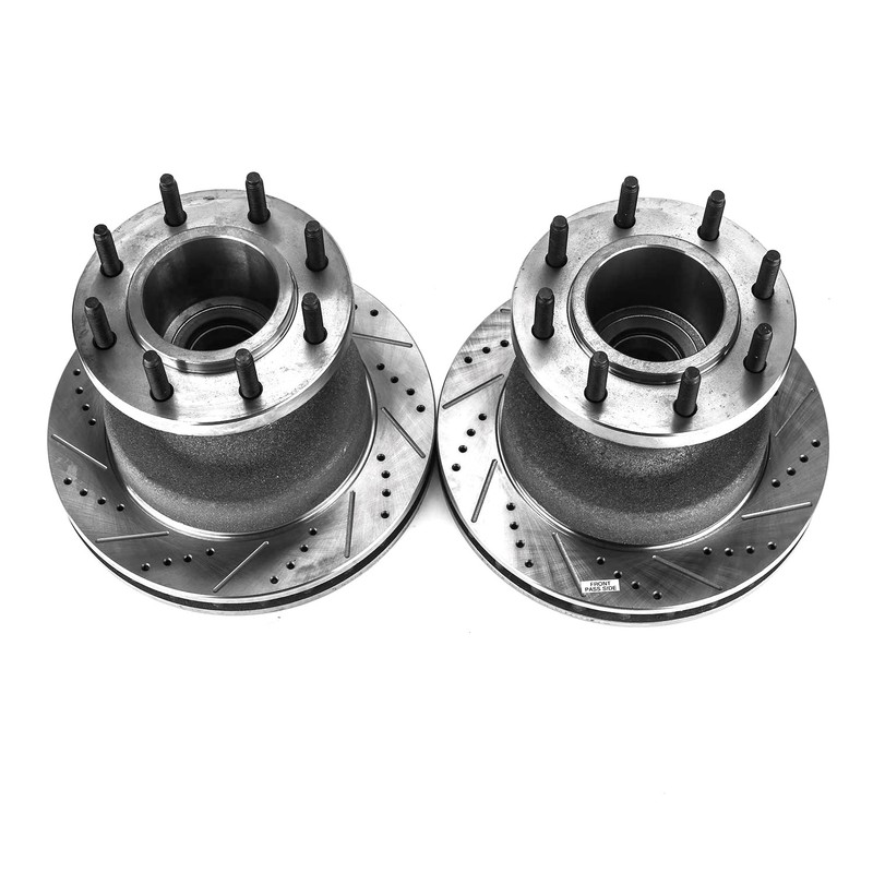 PowerStop Evolution Drilled Slotted Rotors Pair Front For Ford F-350 Super Duty