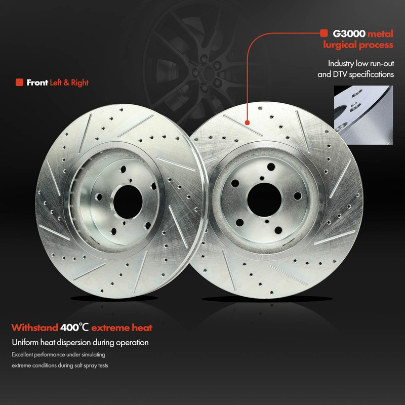 2Pcs Front Drilled Brake Rotors for Subaru Impreza 05-14 WRX 2015 WRX STI 13-17 gallery