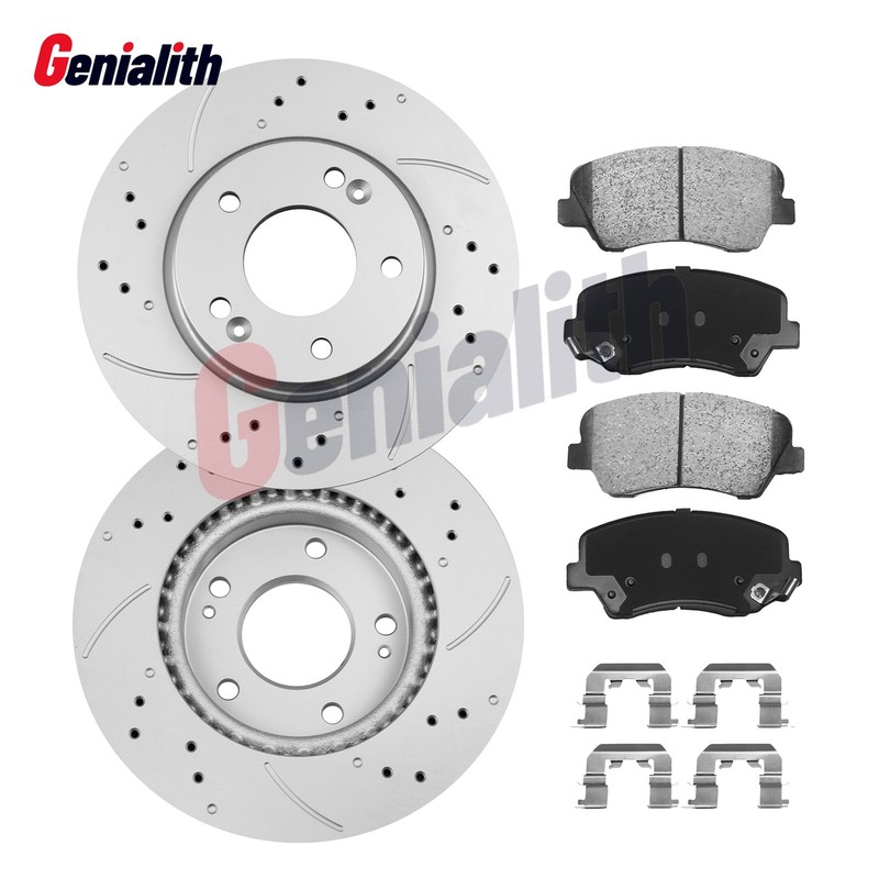Front Drilled Brake Rotors & Ceramic Brake Pads for Hyundai Veloster 2012-2016