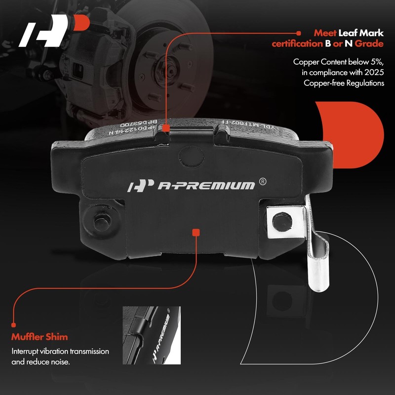 A-Premium Pair Rear Rotor & Ceramic Brake Pads + Caliper for Honda Accord Coupe gallery