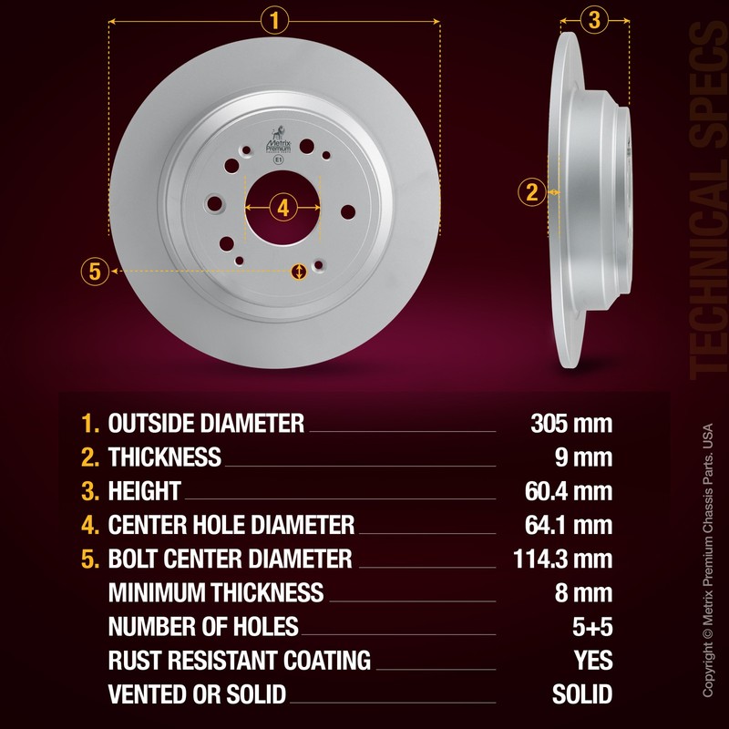 Rear Disc Brake Rotor For 10-11 Honda Accord Crosstour 12-15 Honda Crosstour gallery