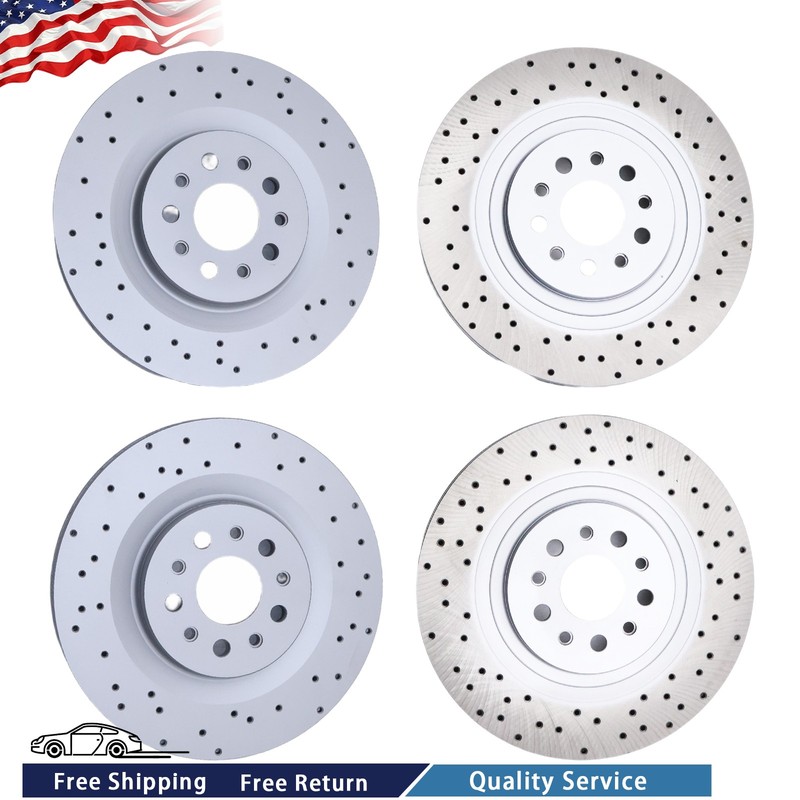 4PCS Front Rear 2PC Drilled Vented Rotors Fit Maserati Ghibli Quattroporte 17+ gallery