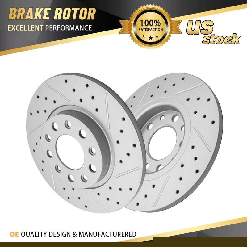For Chrysler 200 Jeep Cherokee Pair Rear Drilled Slotted Disc Brake Rotors 278mm
