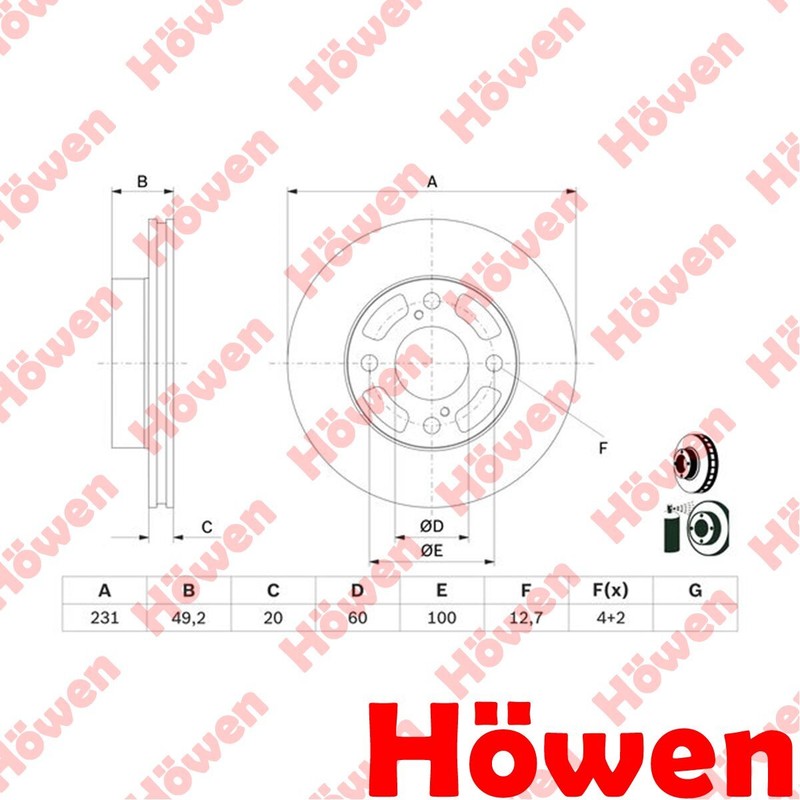 Fits Suzuki Celerio 2014-2024 1.0 Brake Discs Front Howen 5531184M00