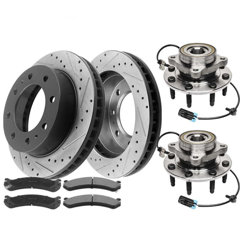 Front Rotors Brake Pads And Wheel Hubs for Silverado 3500 Sierra 2500 B31 TX
