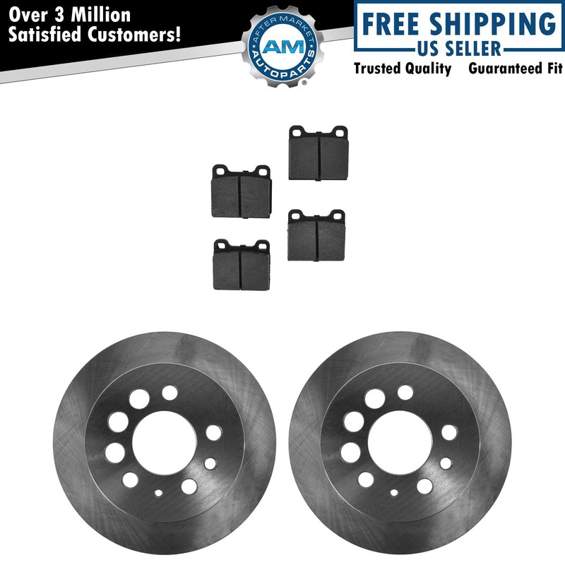 Brake Rotor & Semi Metallic Brake Pad Rear Left Right Kit Set for Volvo