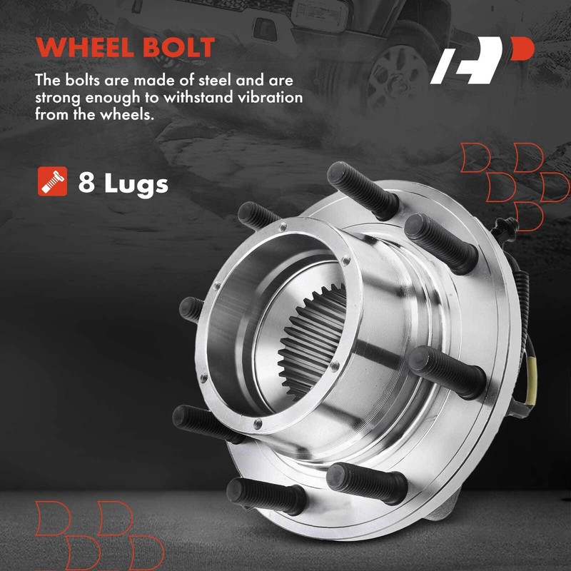 Front Drilled Brake Rotor & Pad + Hub Bearing for Ford F250 Super Duty 2005-2009 gallery