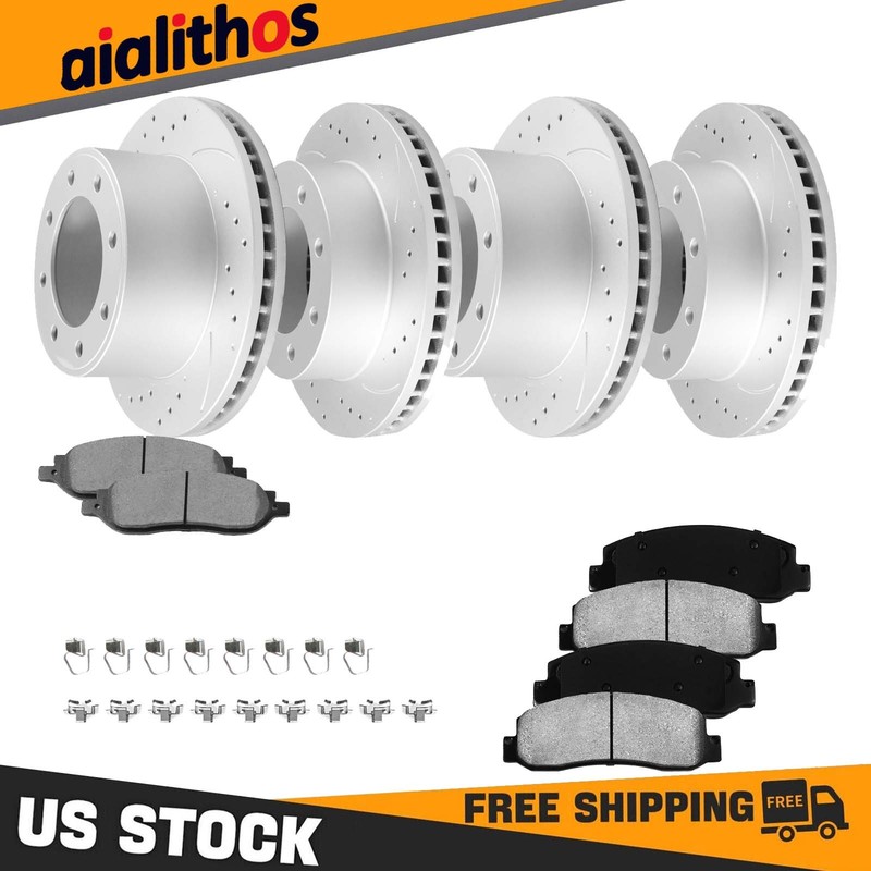 4WD Front Rear Disc Brake Rotors Pad Kits for 2005 2006 2007 Ford F-250 F-350 SD