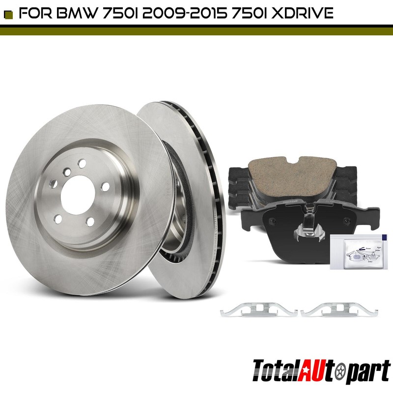 6Pcs Disc Brake Rotors & Ceramic Brake Pads for BMW 750i 09-15 750Li 10-15 Rear