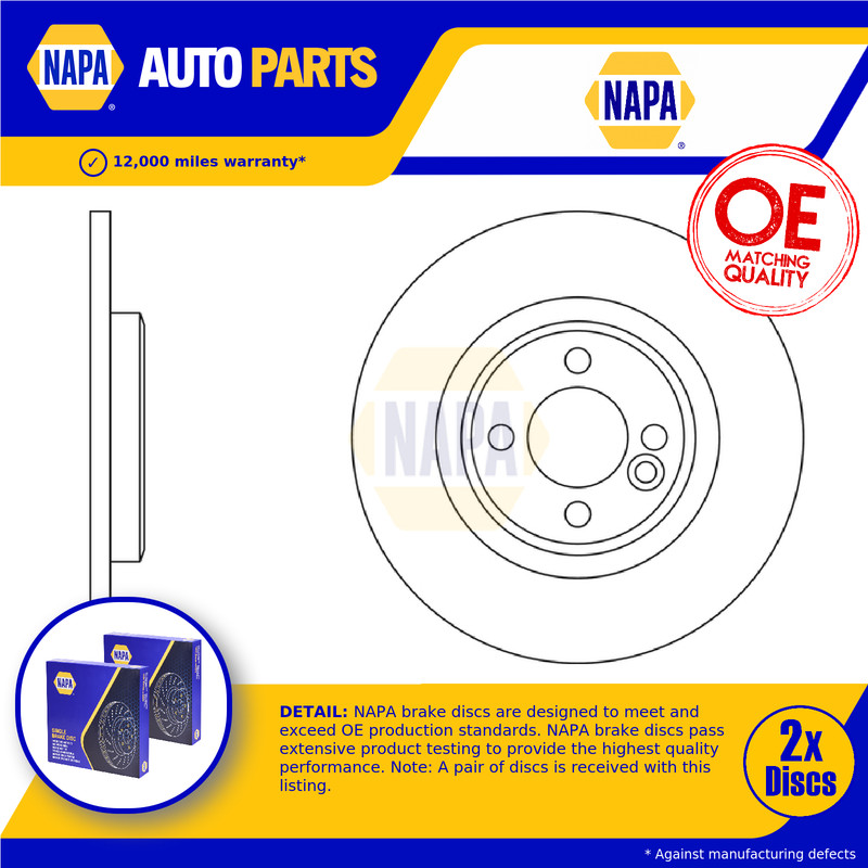 2x Brake Discs Pair Solid Rear 280mm NBD5811 NAPA Set 34216784389 Quality New