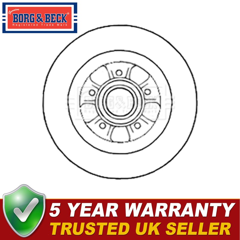 Borg & Beck Rear 1x Brake Disc Fits Renault Espace 2002- Vel Satis 2002-2009