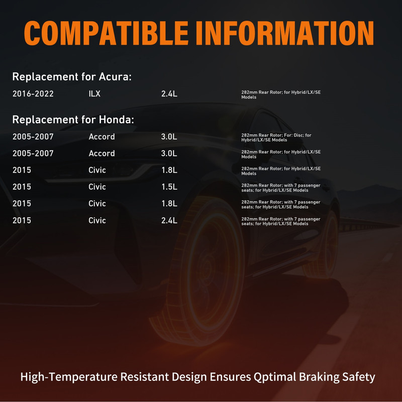 11.10 inch Rear Disc Brake Rotors Ceramic Brake Pads for Acura ILX Honda Accord gallery