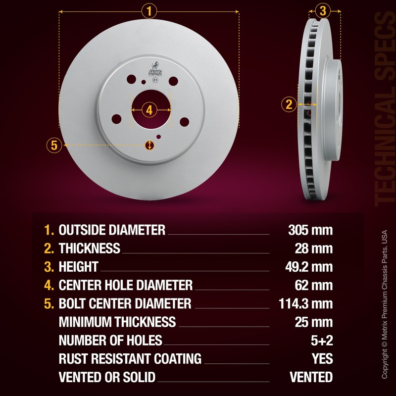 Front Disc Brake Rotor For 21-25 Lexus ES250 19-25 ES300h Toyota Avalon gallery