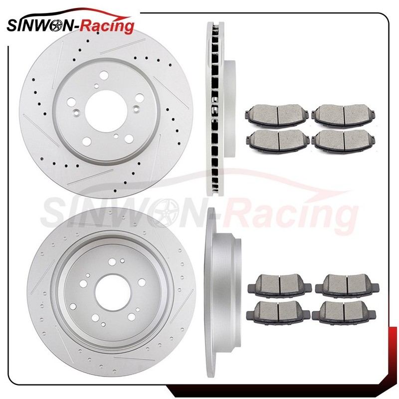Front Rear Ceramic Brake Pads And Rotors For 2005 2006 2007-2010 Honda Odyssey