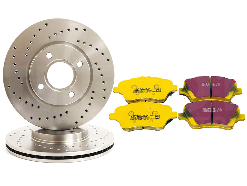 FOR FORD FIESTA ST180 ST200 2012 - FRONT DRILLED BRAKE DISCS & TEXTAR PADS