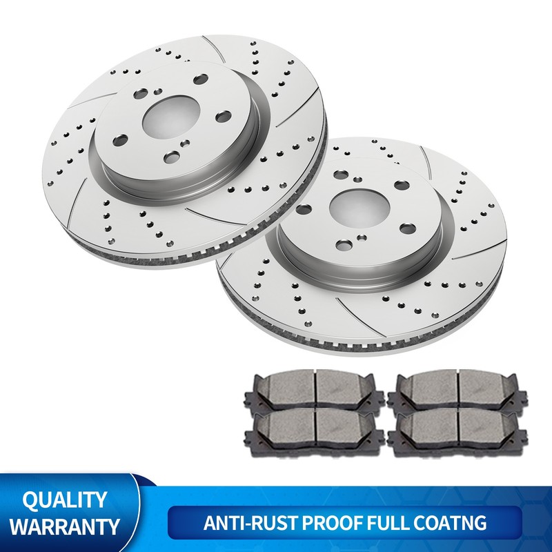 305mmFront Drilled Disc Brake Rotor Brake Pad Fit Avalon Camry RAV4 ES250 ES350