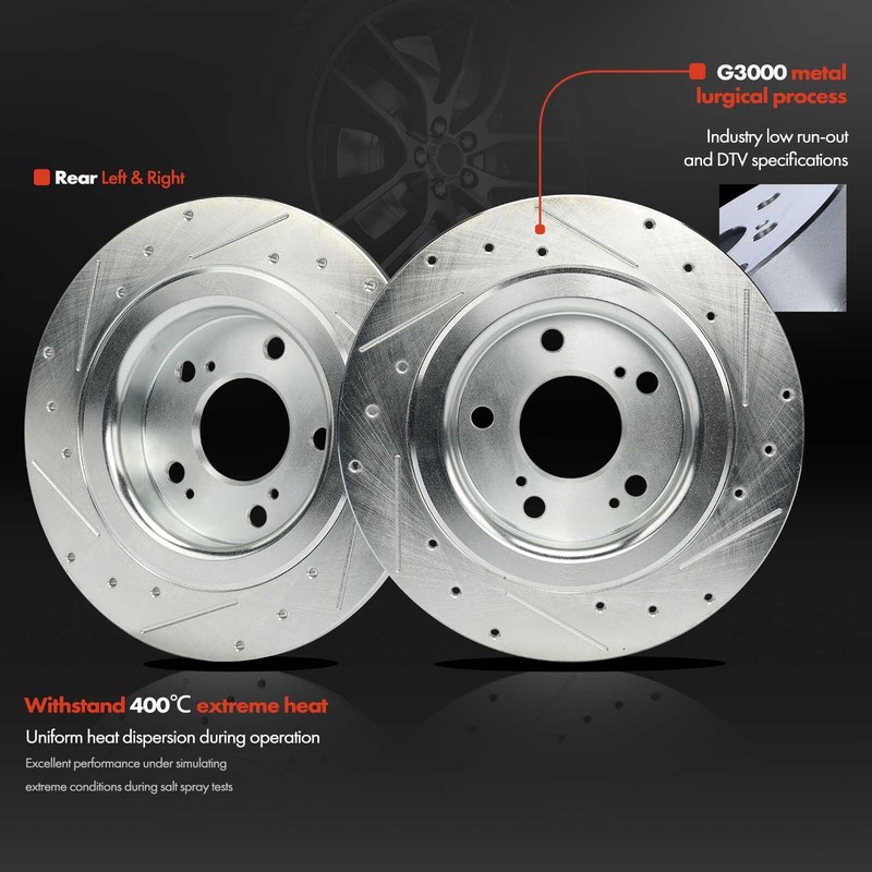 2Pcs Rear Side Drilled Brake Rotors for Honda Civic 2017-2020 2023 2.0L Type R gallery