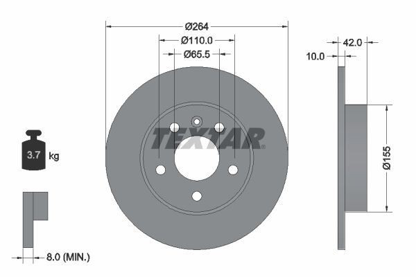 TEXTAR Brake Discs Rotors Front & Rear Braking Service Set Fits Opel Vauxhall gallery
