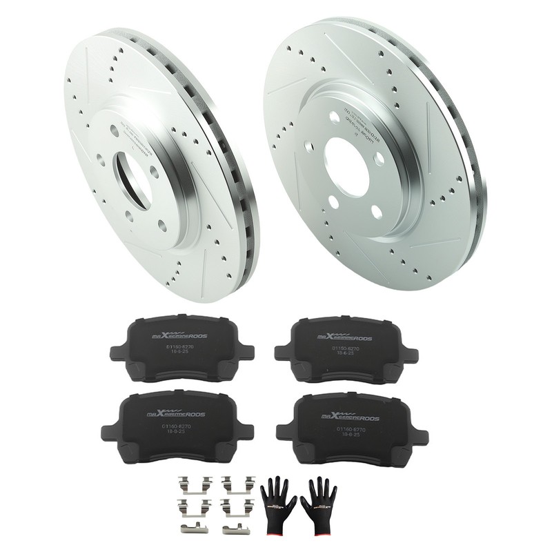 296mm Front Brake Rotors+Pads for Chevy Malibu /Pontiac G6 /Saturn Aura D1160