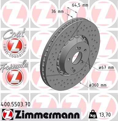 Zimmermann 400.5503.70 Brake Disc for Mercedes-Benz