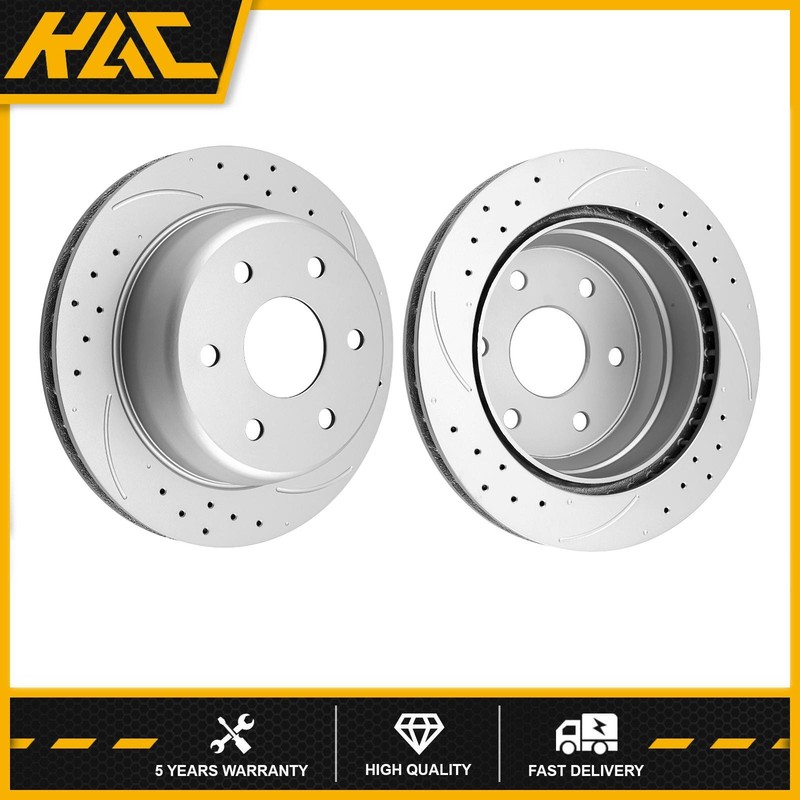 Set of 2 13 Rear Drilled Slotted Brake Rotors Fits 2001-2006 Chevrolet Tahoe