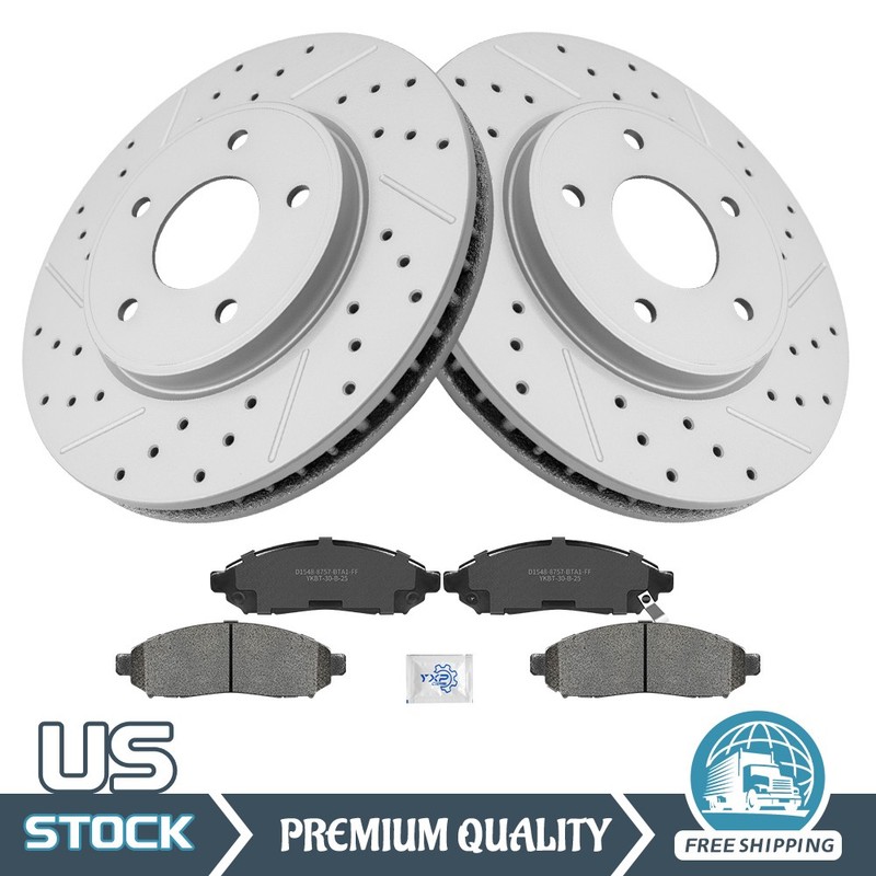283mm Front Drilled Disc Rotors Ceramic Brake Pads for 2013 – 2020 Nissan NV200