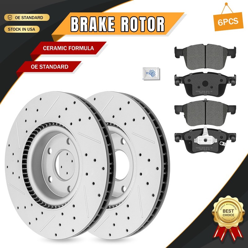 Front Disc Brake Rotors & Ceramic Pads Set for Ford Escape 2020-2024 Corsair Gas