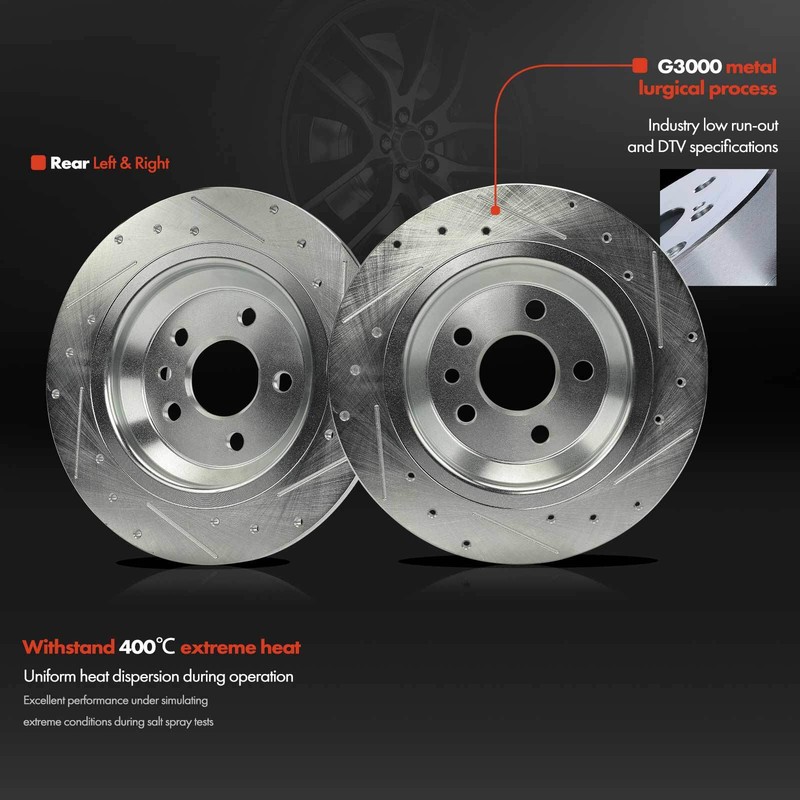 6x Rear Drilled Brake Rotor & Ceramic Brake Pad for Volvo S60 11-18 S80 V60 V70 gallery