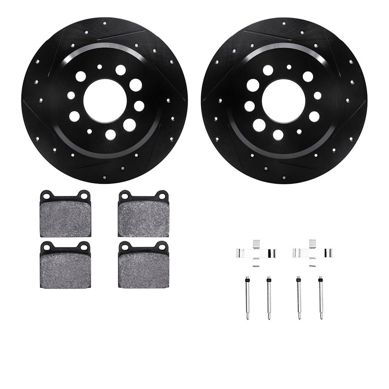 WHTH1-27001 R1 Concepts 2-Wheel Set Brake Disc and Pad Kits Rear for Volvo 144