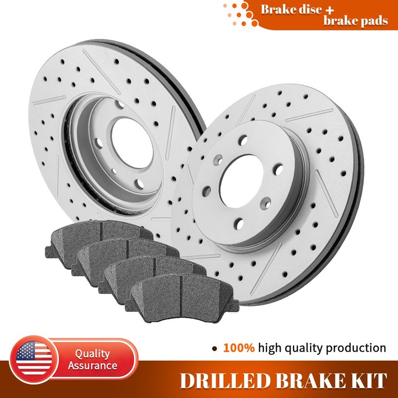 Front Disc Drilled Brake Rotor Brake Pads For 2012 – 2017 Hyundai Accent Kia Rio