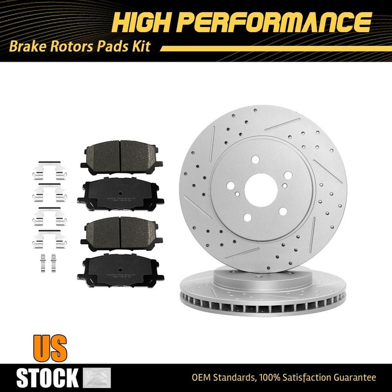 Front Disc Brake Rotors + Ceramic Pads For Toyota Highlander Lexus RX330 RX400h