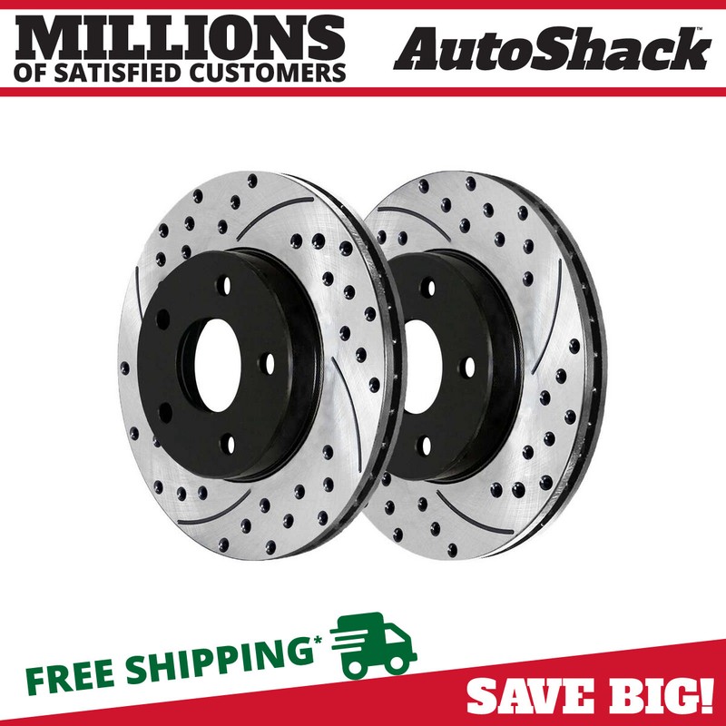 Front Drilled Slotted Brake Rotors Black Pair 2 for Mazda 5 3 Sport 2004-2013 3